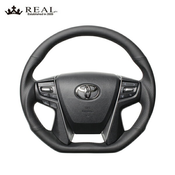 REAL ステアリング クラウン アスリート ハイブリッド 210系 トヨタ プレミアムシリーズ ナッパオールレザー ブラックユーロステッチ