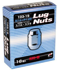 ■ホイールナット/16個入り■普通車用：日産・スバル・スズキ/M12X1.25/19mm/メッキ■ラグナット【103-19-16P】