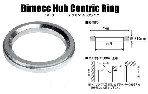 ■Bimeccハブリング■外径74.1/内径72.6/アルミ製■ビメックハブセントリックリング