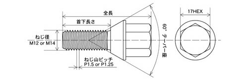 輸入車用ホイールボルト■M14×P1.5/17...の紹介画像2