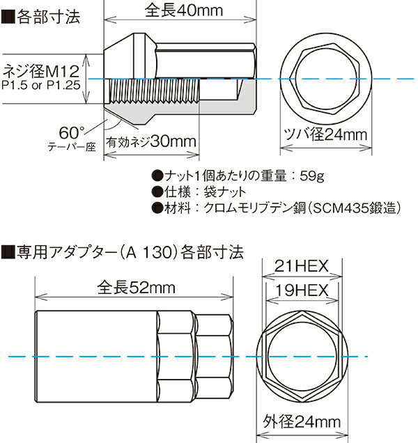 【ヘプタゴン キャリバー24】20個入り■アテンザセダン・アテンザワゴン/マツダ■M12×P1.5■ブラック黒■高硬度Kics Heptagon Caliber24【専用アダプター入ナットセット】【HPC01K】