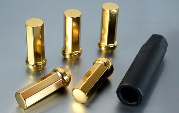 【ヘプタゴンナット極限】全長50mm/20個入り【4個は予備】■ハスラー/スズキ■M12×P1.25■GOLDヘプタゴン極限ナット【専用アダプター入ナットセット】【HPF3A5】