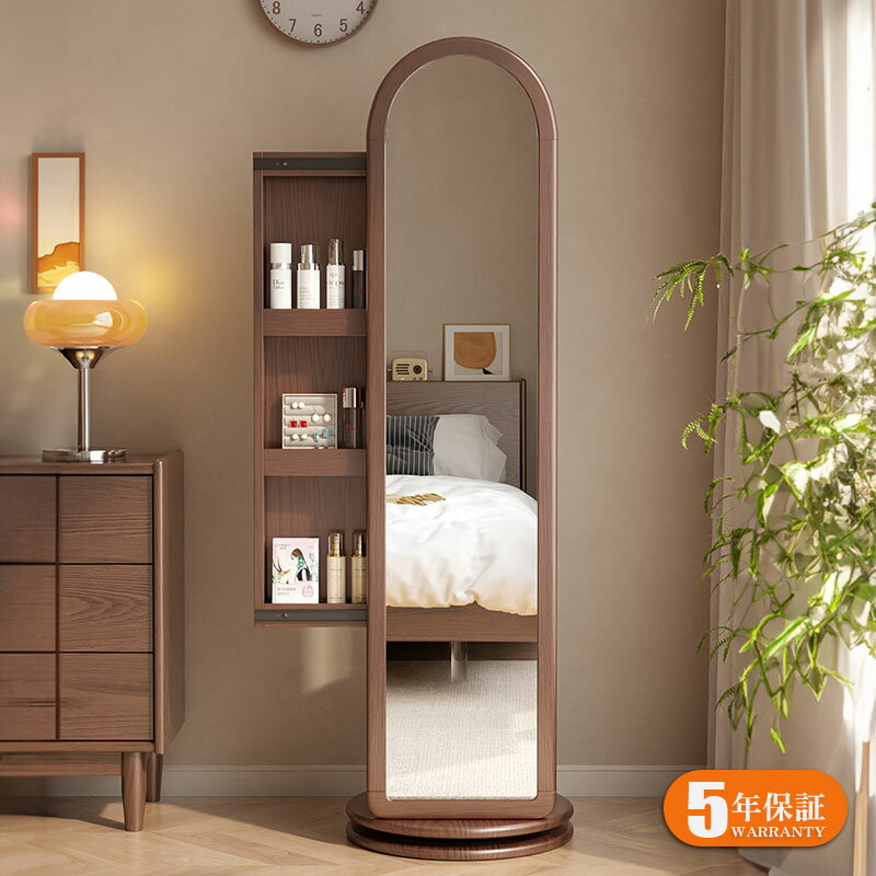 【5年保証】【要組立品】スタンドミラー 全身 ラック 鏡付き 木製 全身鏡 収納棚 姿見 収納 鏡 付き ドレッサー メイク コスメ 玄関 リビング収納 ミラー ミラーラック 姿見ドレッサー キャスター付き おしゃれ