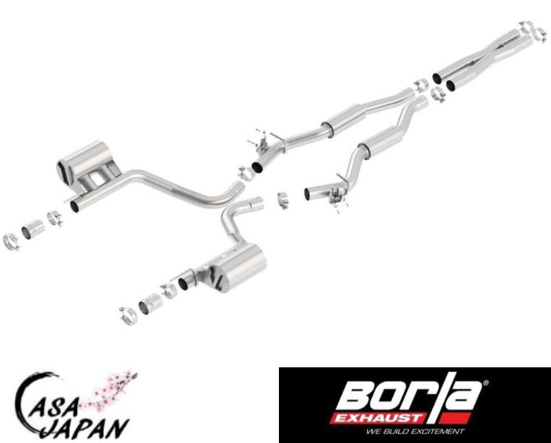 Borla ダッジ チャレンジャー SRT 392 Hemi 6.4L 2015~2022年 AT/MT RWD 2ドア バルブシミュレーター付き S-Type キャットバック マフラー エキゾースト T304ステンレス ボーラ +BS