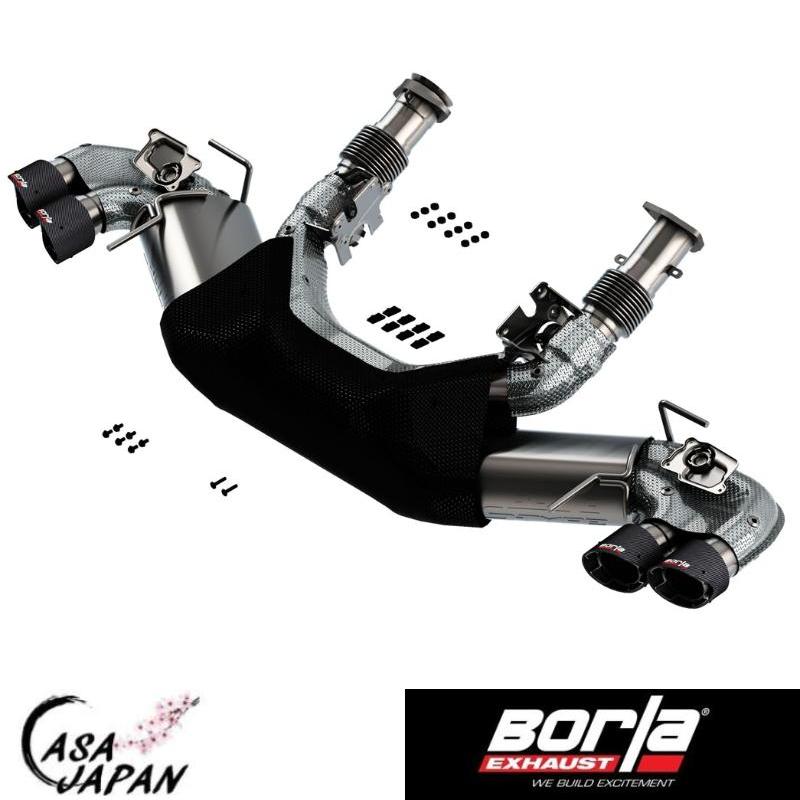 Borla シボレー コルベット スティングレイ C8 6.2L V8 2020年~ AT RWD 2ドア AFM・DFM NPPバルブ付き S-Type キャットバック マフラー エキゾースト T304ステンレス カーボンファイバーチップ ボーラ +BS