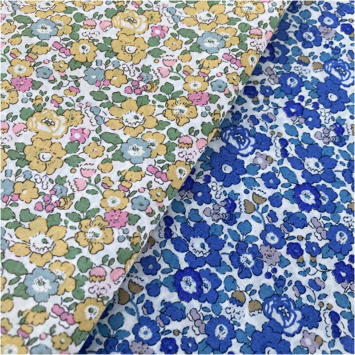 Liberty Fabrics Betsy Ann リバティプリント生地 輸入タナローン イエロー/ブルー 50cm単位