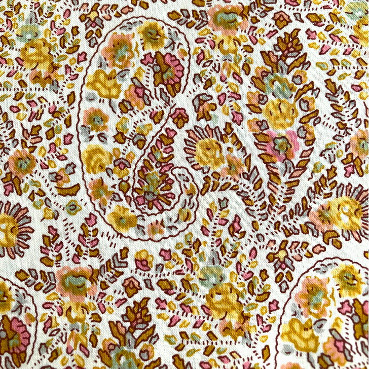 乐天商城 - リバティ 生地 hope 国産タナローン ペイズリー柄 黄色 Liberty Fabrics 50cm単位