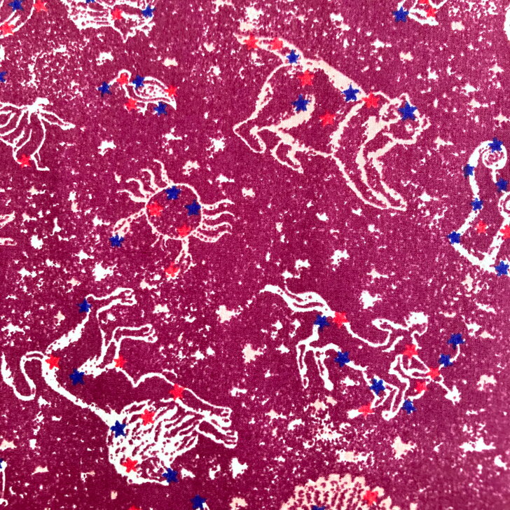 【廃盤柄】リバティ 生地 Kevin ケビン DP 国産 ピカデリーポプリン 星座 えんじ色 Liberty Fabrics 50cm単位