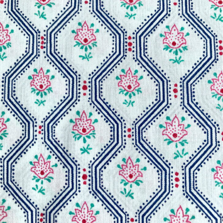 Rakuten - 【廃盤柄】リバティ 生地 Glissando グリッサンド 国産 タナローン 幾何学柄 花柄 ネイビー AE Liberty Fabrics 50cm単位