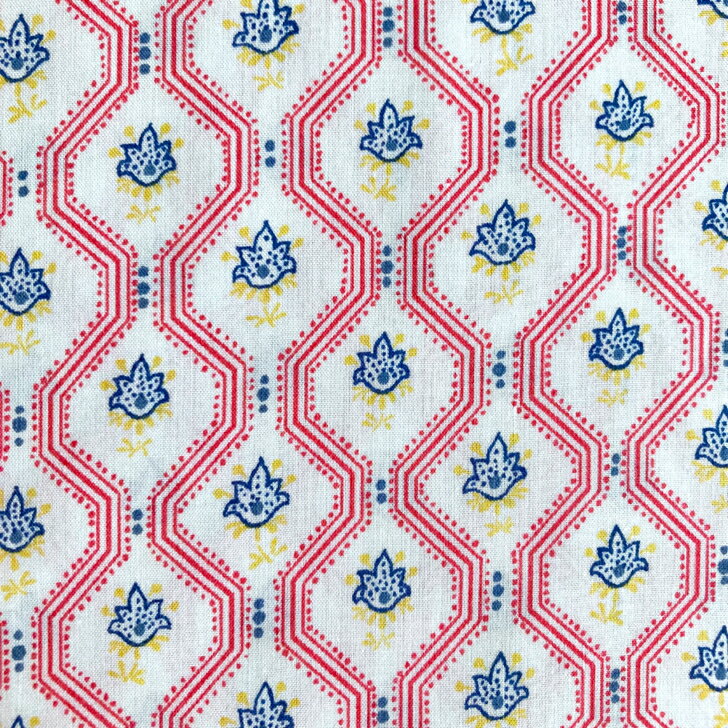 【廃盤柄】リバティ 生地 Glissando グリッサンド 国産 タナローン 幾何学柄 花柄 レッド BE Liberty Fabrics 50cm単位