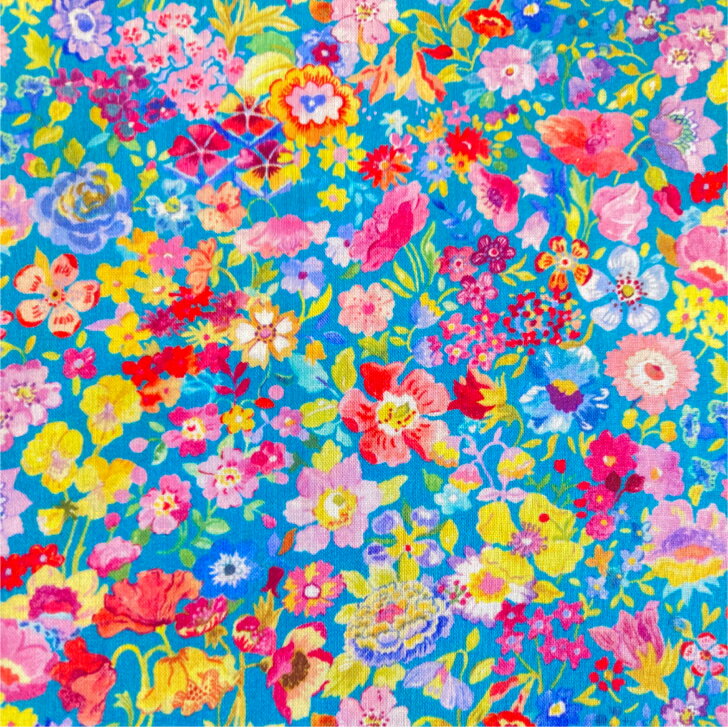 Rakuten - Classic Garden クラシックガーデン P22B Liberty Fabrics 国産タナローン リバティプリント 布 50cm単位 花柄 ターコイズグリーン THE HOUSE OF LIBERTY