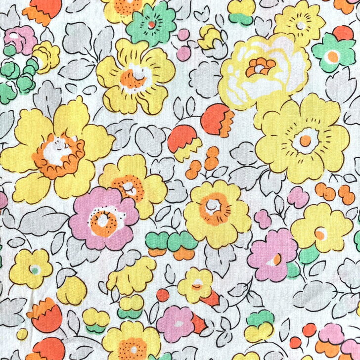 Rakuten - Liberty Fabrics Betsy ベッツィー LWE 春色 イエロー リバティプリント 生地 国産 タナローン 50cm単位【Retroな花柄】