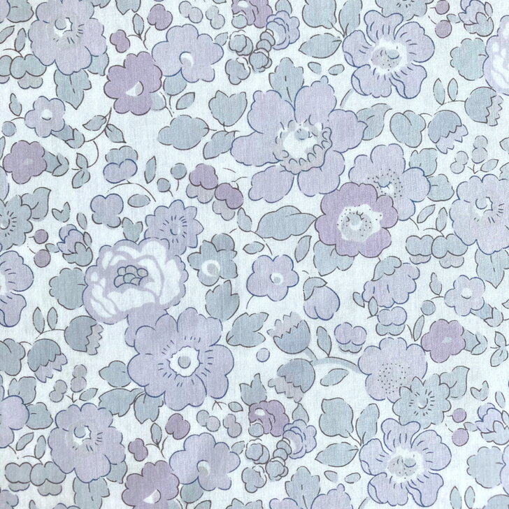乐天商城 - Liberty Fabrics Betsy ベッツィー LE ラベンダー ライトグレー リバティプリント 生地 国産 タナローン 50cm単位【Retroな花柄】