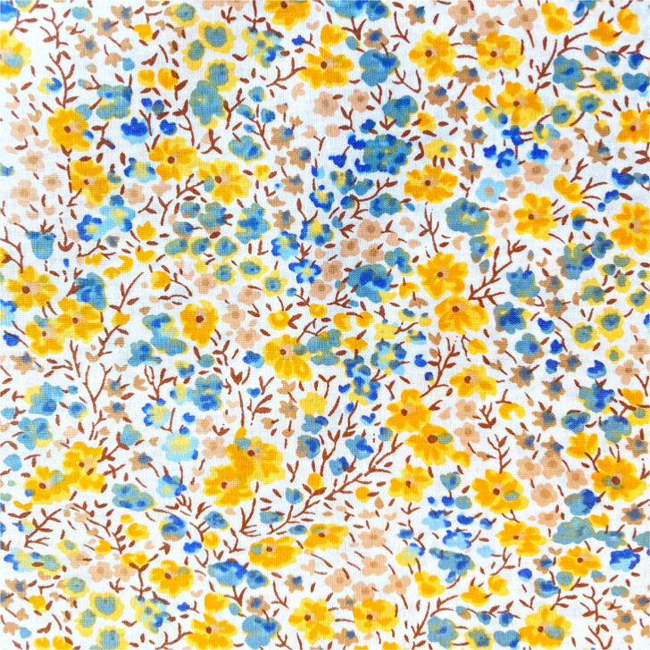 Rakuten - リバティ 生地 Phoebe フィービー XE 小花柄 青 黄色 国産 タナローン エターナル Liberty Fabrics 50cm単位