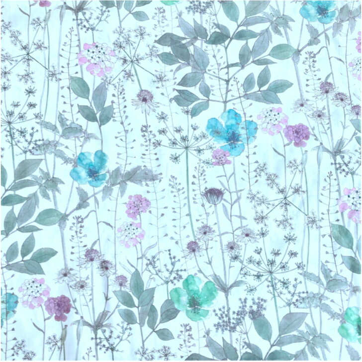 Rakuten - リバティ生地 Irma イルマ BE 青緑 紫色 国産 タナローン エターナル Liberty Fabrics 50cm単位【水彩 花柄】手芸 布