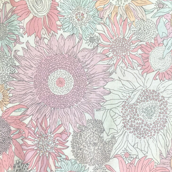 リバティプリント 生地 Small Susanna スモール・スザンナ XE ペールピンク ライトブルー パステルカラー 大きめ 花柄 国産 タナローン Liberty Fabrics 50cm単位