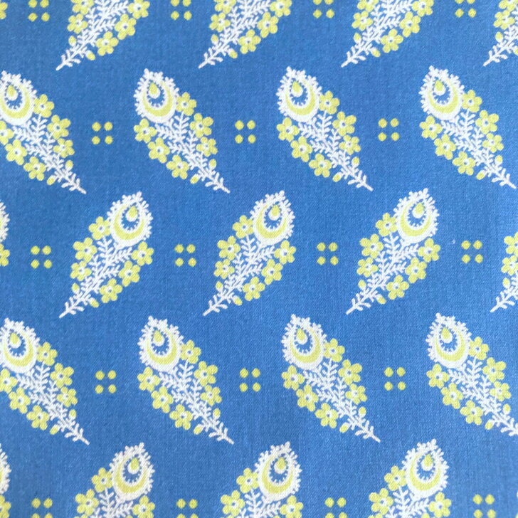 Rakuten - リバティ 生地 Paisley Feather ペイズリー・フェザー 18B 国産 タナローン ペイズリー柄 青色 Liberty Fabrics 50cm単位 手芸 布