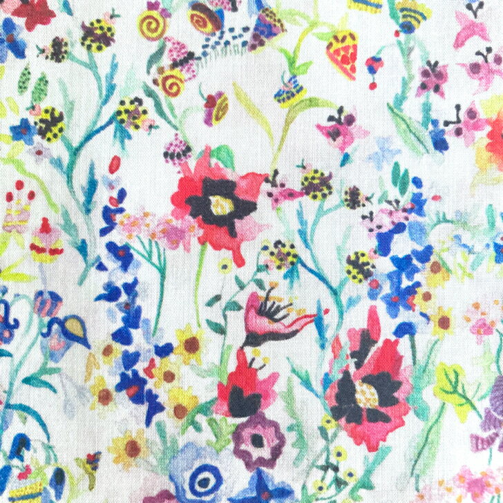 Rakuten - Liberty Fabrics Floral Picnic フローラル・ピクニック 18A 赤 青 黄色 リバティプリント 生地 国産 タナローン 50cm単位 【2018SS A Pocket full of Memories】