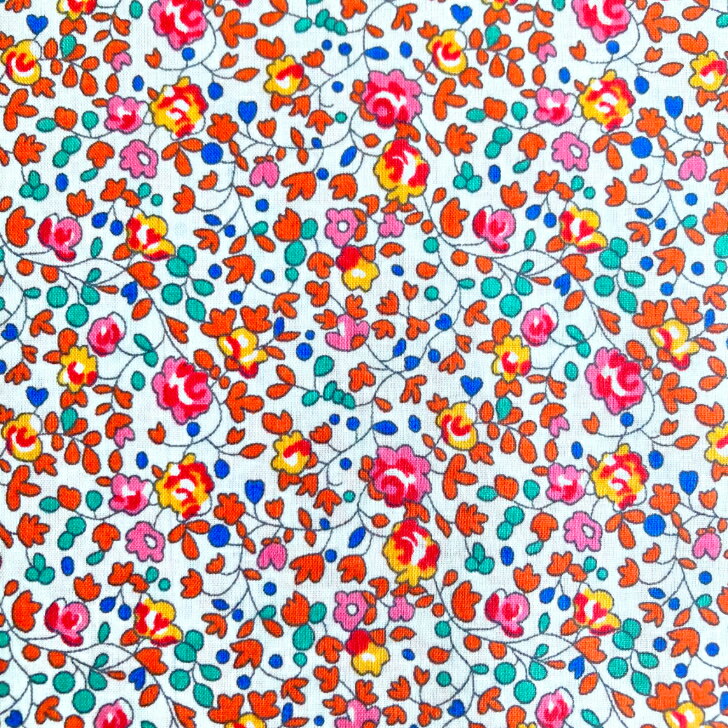 乐天商城 - 【廃盤柄】Liberty Fabrics Eloise A色 オレンジ ピンク リバティプリント 生地 花柄 国産 タナローン 50cm単位