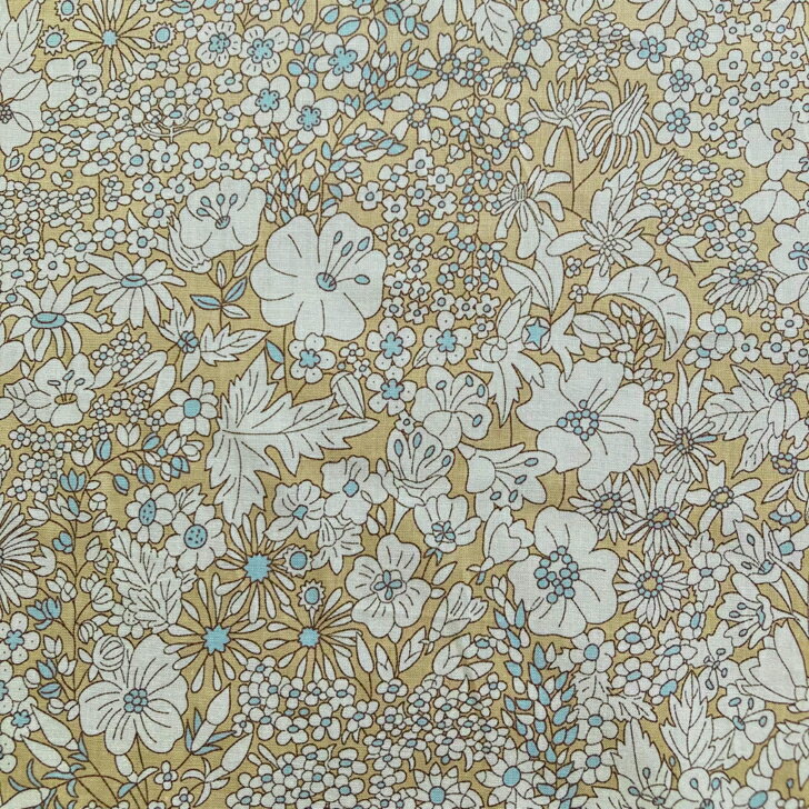 Rakuten - リバティ 生地 Patrick Gordon パトリックゴードン YE ベージュ 水色 Liberty Fabrics 50cm単位【2019年 エターナル】 花柄 マーガレット