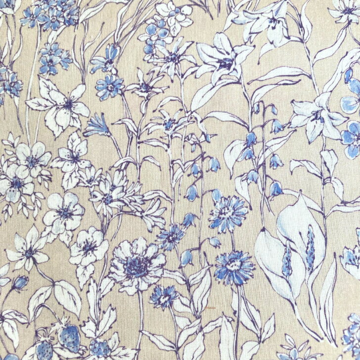 Wandervogel ワンダーフォーゲル J24AU Liberty Fabrics イタリア産タナローン リバティプリント 生地 50cm単位 花柄 水色