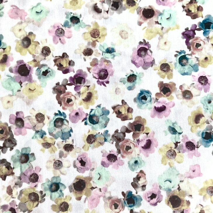 Rakuten - Australian Daisy オーストラリアンデイジー 24BU ターコイズ パープル Liberty Fabrics イタリア産 タナローン リバティプリント 生地 50cm単位 花柄【デイジー 花柄】
