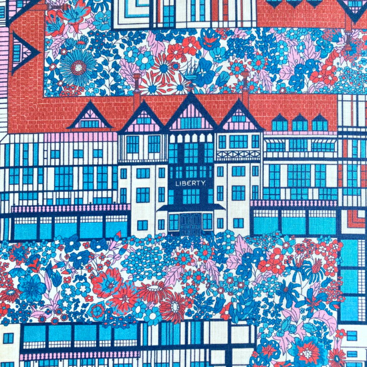 Rakuten - リバティ 生地 Tudor Belle チューダー・ベル イタリア産 タナローン 26BU ブルー ピンク Liberty Fabrics 50cm単位【2026年 特別企画】リバティ百貨店