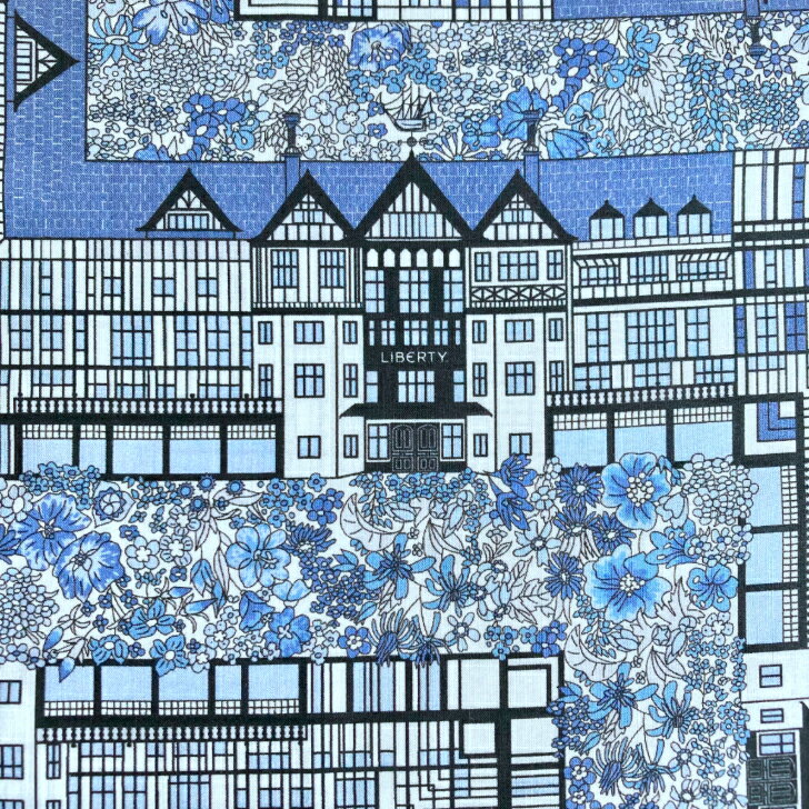 乐天商城 - リバティ 生地 Tudor Belle チューダー・ベル イタリア産 タナローン 26DU ブルー Liberty Fabrics 50cm単位【2026年 特別企画】リバティ百貨店
