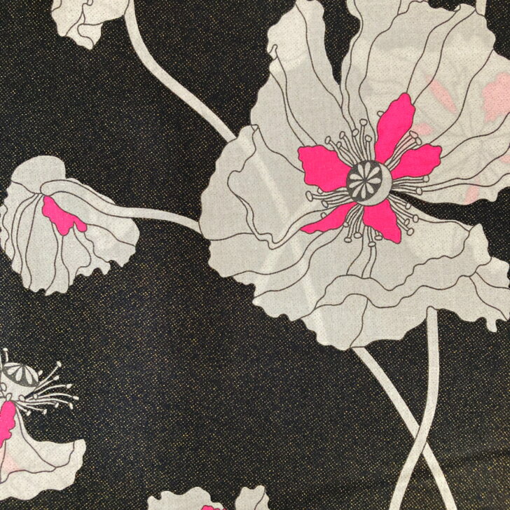 Rakuten - Fragile Blooms フラジャイル・ブルームス J25A ネオンピンク ブラック リバティプリント 生地 花柄 50cm単位 【2025AW Neon Splash】グリッター 手芸