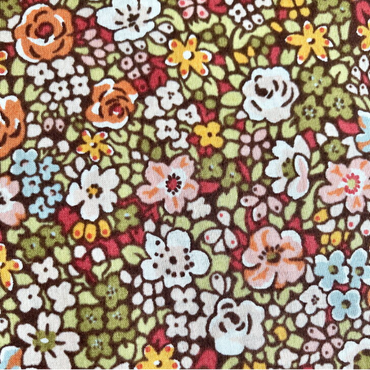 Rakuten - 【廃盤柄】リバティ 生地 Emma Louise エマ・ルイーズ ZE カーキ オレンジ ピンク 水色 薔薇 勿忘草 アネモネ 小花柄 Liberty Fabrics 50cm単位【2022年 エターナル】