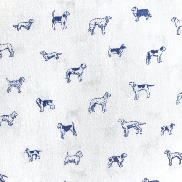 Rakuten - リバティ 生地 Man's Best Friend マンズ・ベスト・フレンド AE 国産 タナローン 犬柄 白地 紺色 Liberty Fabrics 50cm単位【2026年 新エターナル】