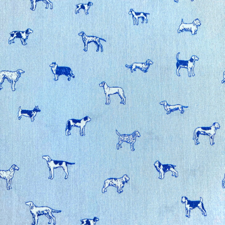 リバティ 生地 Man's Best Friend マンズ・ベスト・フレンド BE 国産 タナローン 犬柄 ブルー地 紺色 Liberty Fabrics 50cm単位【2026年 新エターナル】