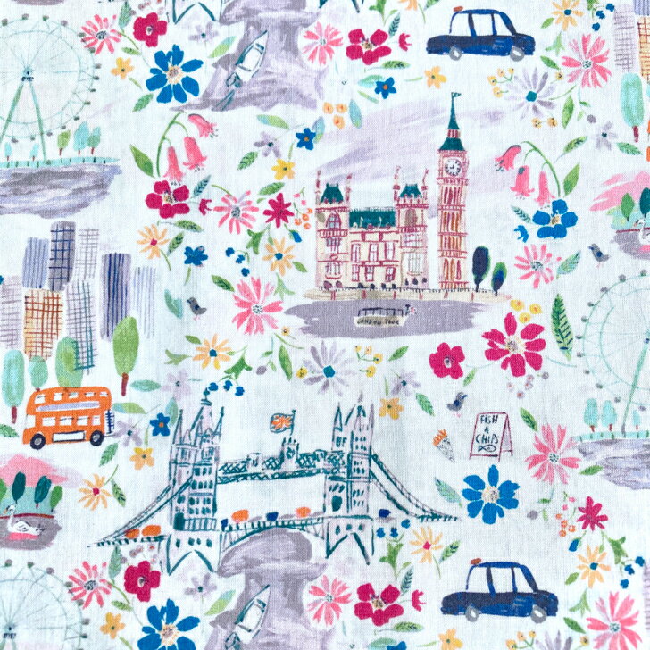 Rakuten - リバティ 生地 Pride And Bloom プライド・アンド・ブルーム BE 国産 タナローン ロンドン柄 ピンク Liberty Fabrics 50cm単位【2026年 新エターナル】