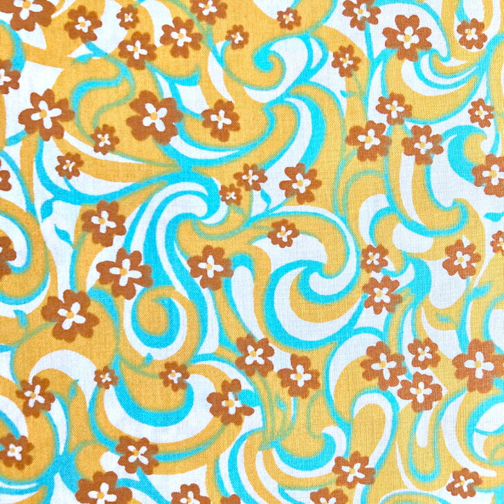 Rakuten - リバティ 生地 Psychedelic サイケデリック J20D【2020AW LIBERTY GALLERY】国産 タナローン リバティプリント 50cm単位【レトロ サイケ柄】イエロー ブラウン ミント