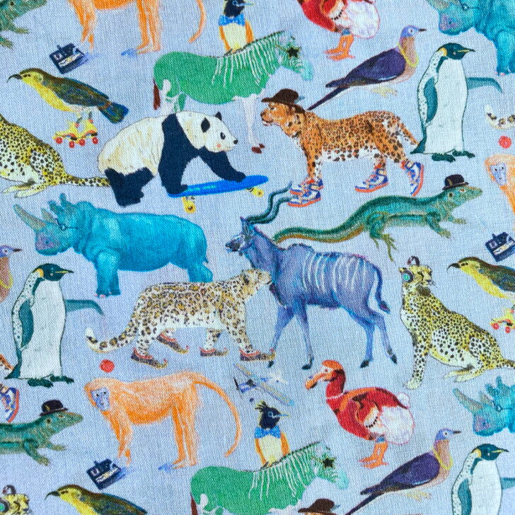 Rakuten - リバティ生地 Quey 2 キューウィ・ツー C色 水色 イタリア産 タナローン Liberty Fabrics 50cm単位 アニマルプリント キッズ柄 男の子柄【2024年 クラシック 新定番柄】