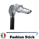 イタリア製 ウォーキング ステッキ ファッション 杖 グレイハウンド ドッグ シルバー 黒 長さ調節 ott-4316sl