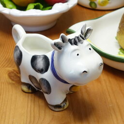 イタリア製 陶器製 食器 牛 ミルクピッチャー クリーマー ミルクポット 大 70cc COW bre-812cw