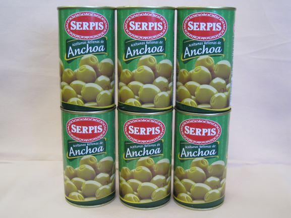 Serpis セルピス スタッフドオリーブ アンチョビ入りオリーブの実 350g 6個セット