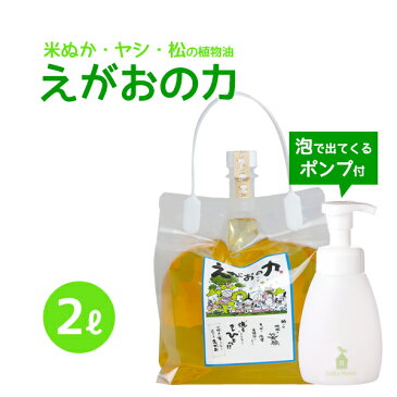 「えがおの力(旧松の力)」2L濃縮/ ロッタホーム フォームボトル(200ml)泡ボトル セット 植物油由来成分からできたボタニカル多用途洗剤