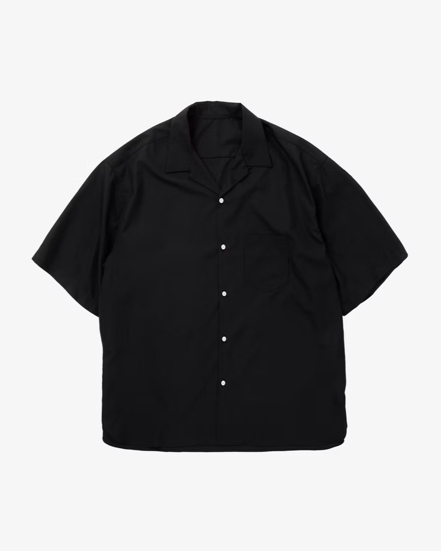 Sillage / re-engineered overshirt short sleeve black　シアージ　オーバーシャツ オープンカラー 半袖