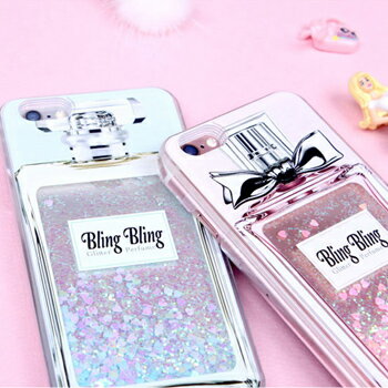 iphone x ケース galaxy s8 ケース グリッターきらきら揺れる 香水 ケース Perfume Glitter Case iPhone7 iphone7Plus iPhone8 iPhone8Plus ケース Galaxy S8+ 香水ビン スマホケース 送料無料 キラキラ パフューム ブルー ピンク グリッダー アイフォン カバー