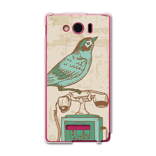 303SH AQUOS PHONE Xx mini アクオスフォン ダブルエックス ミニ 303sh softbank スマホ カバー ケース スマホケース スマホカバー PC ハードケース レトロ　鳥　電話 アニマル 001199