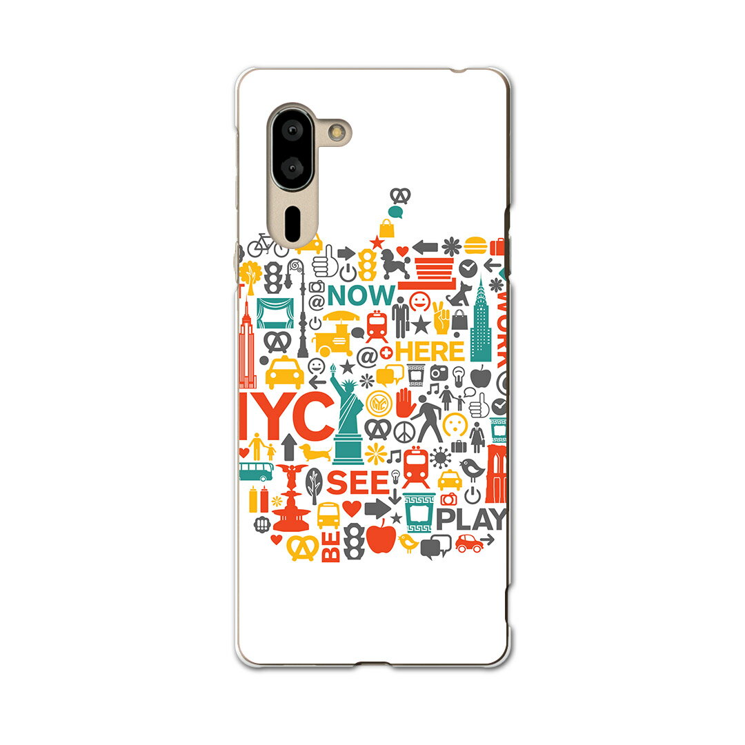 Rakuten - シンプルスマホ5 専用 ケース カバー A001SH スマコレ igcase softbank ソフトバンク シンプルスマホ スマホカバー カバー ケース 009357 りんご　外国　英語