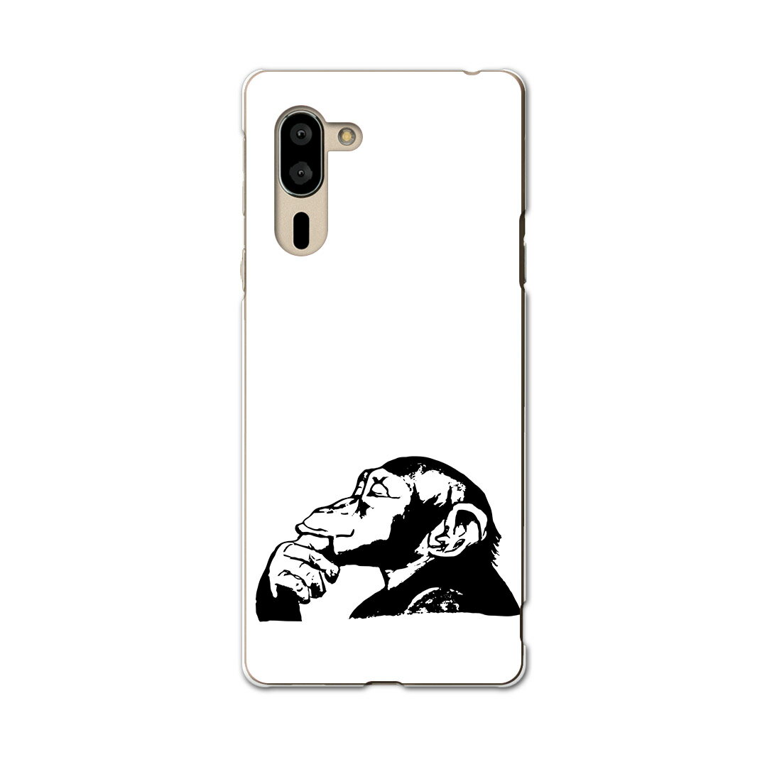 シンプルスマホ5 専用 ケース カバー A001SH スマコレ igcase softbank ソフトバンク シンプルスマホ スマホカバー カバー ケース 011002 猿 動物 白 黒