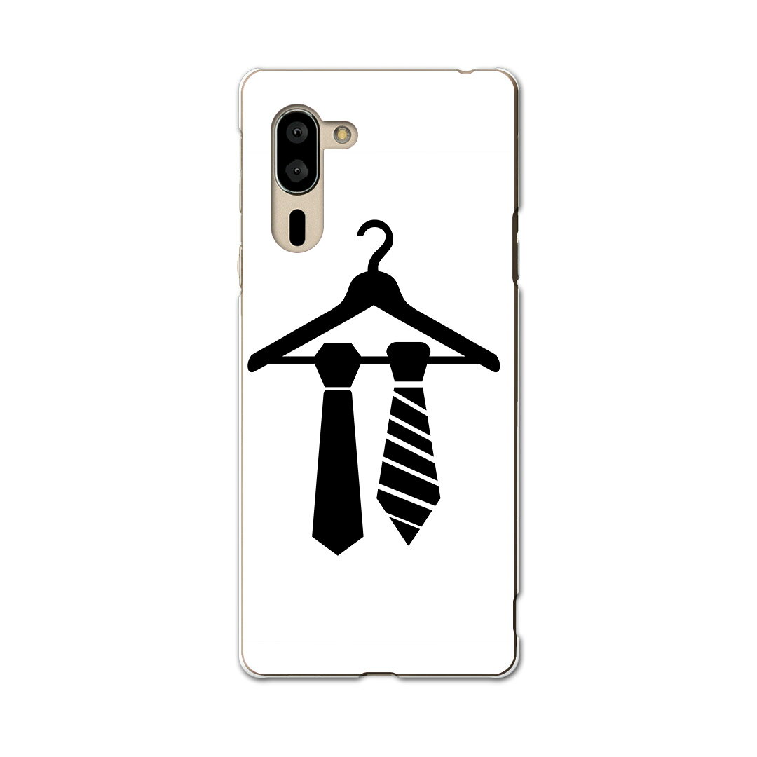 シンプルスマホ5 専用 ケース カバー A001SH スマコレ igcase softbank ソフトバンク シンプルスマホ スマホカバー カバー ケース 015542 ネクタイ ハンガー モノクロ