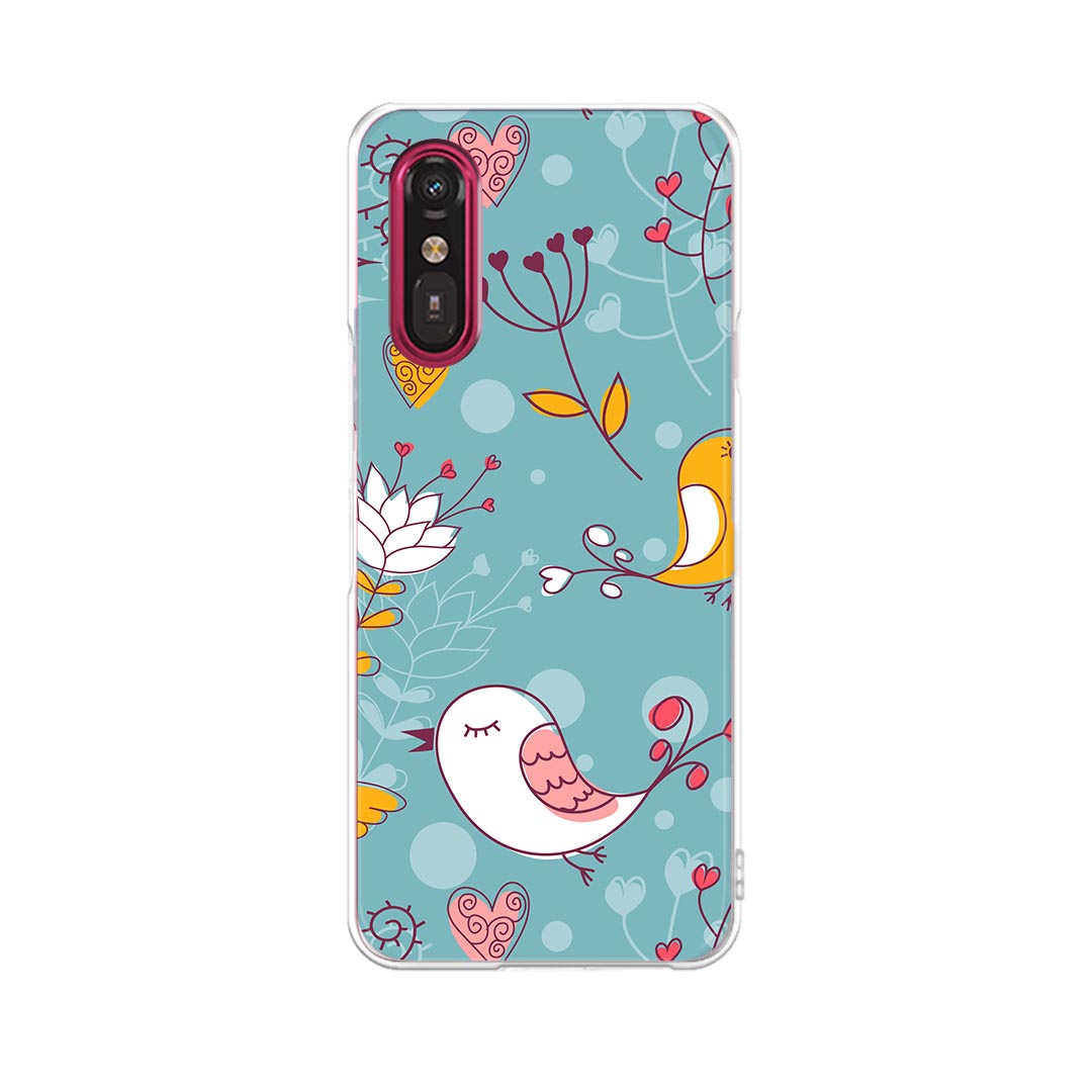 乐天商城 - らくらくスマートフォン a A401FC 用 a401fc ケース カバー ハードケース 004008 鳥　ハート　花　カラフル