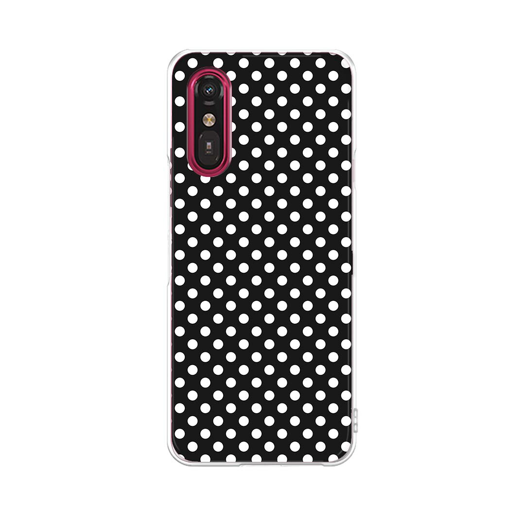 らくらくスマートフォン a A401FC 用 a401fc ケース カバー ハードケース 009094 シンプル　水玉　ドット　黒