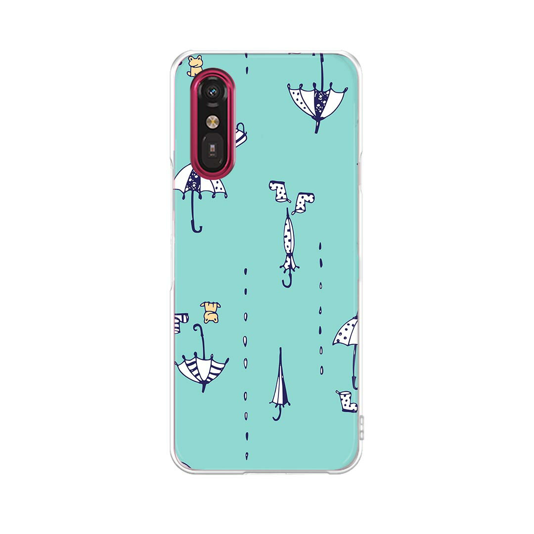 らくらくスマートフォン a A401FC 用 a401fc ケース カバー ハードケース 014635 雨　傘　イラスト