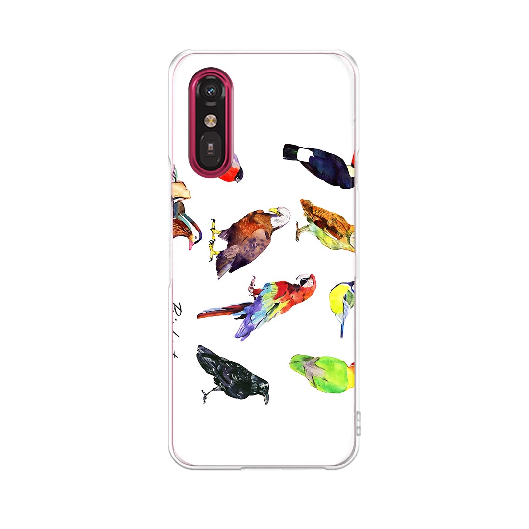 らくらくスマートフォン a A401FC 用 a401fc ケース カバー ハードケース 014764 鳥　カラフル　bard