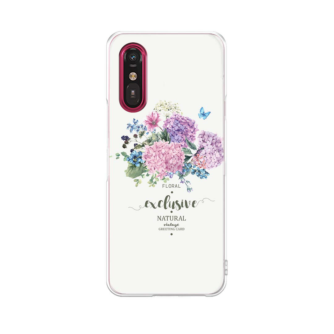 らくらくスマートフォン a A401FC 用 a401fc ケース カバー ハードケース 016327 あじさい　梅雨　花